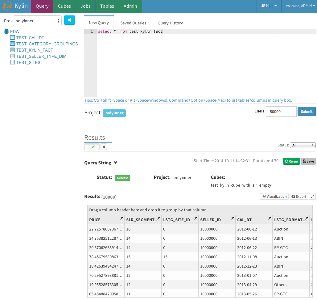 query tables