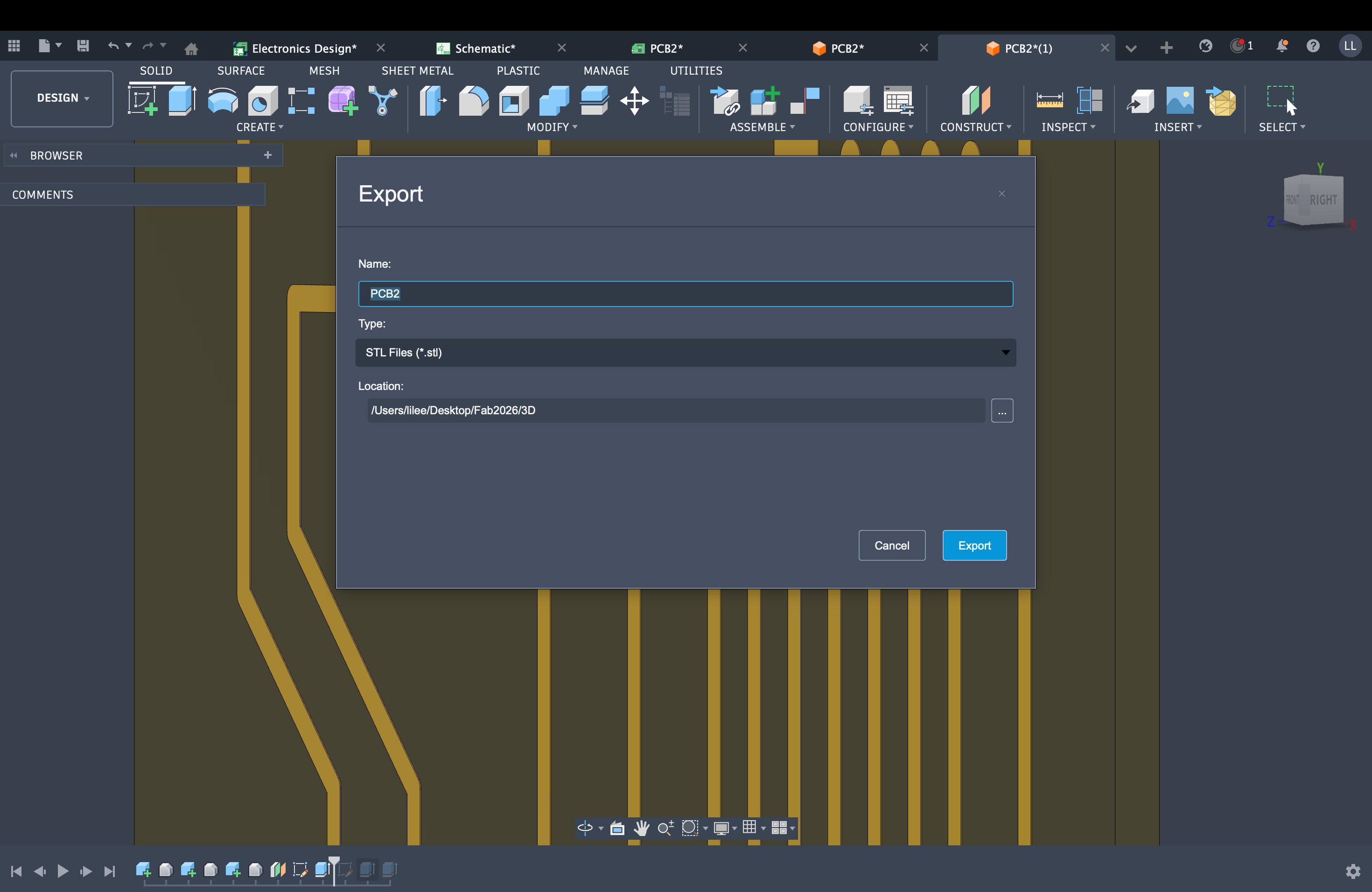 Fusion 360 — STL export