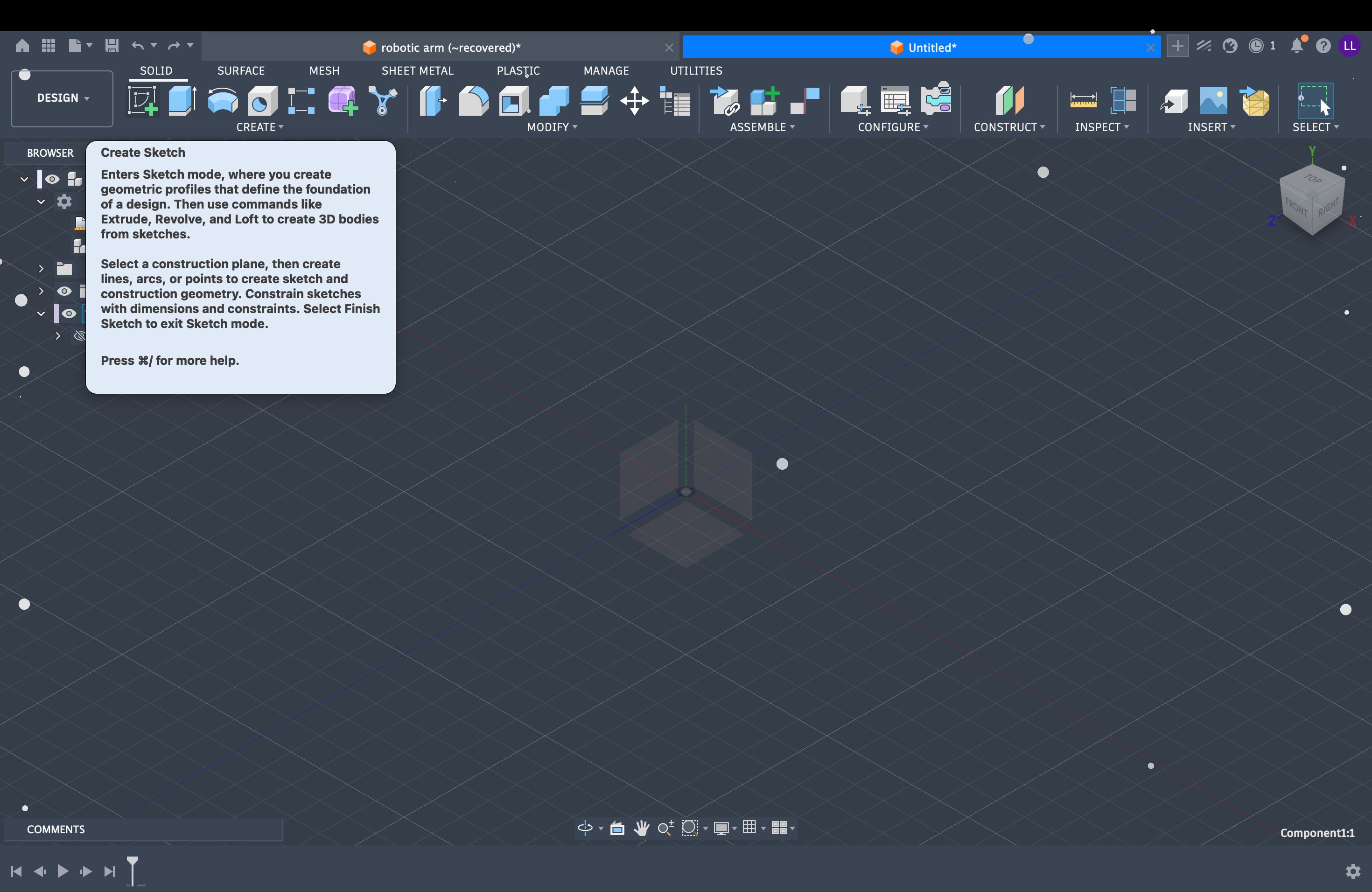 Fusion 360 — Create Sketch