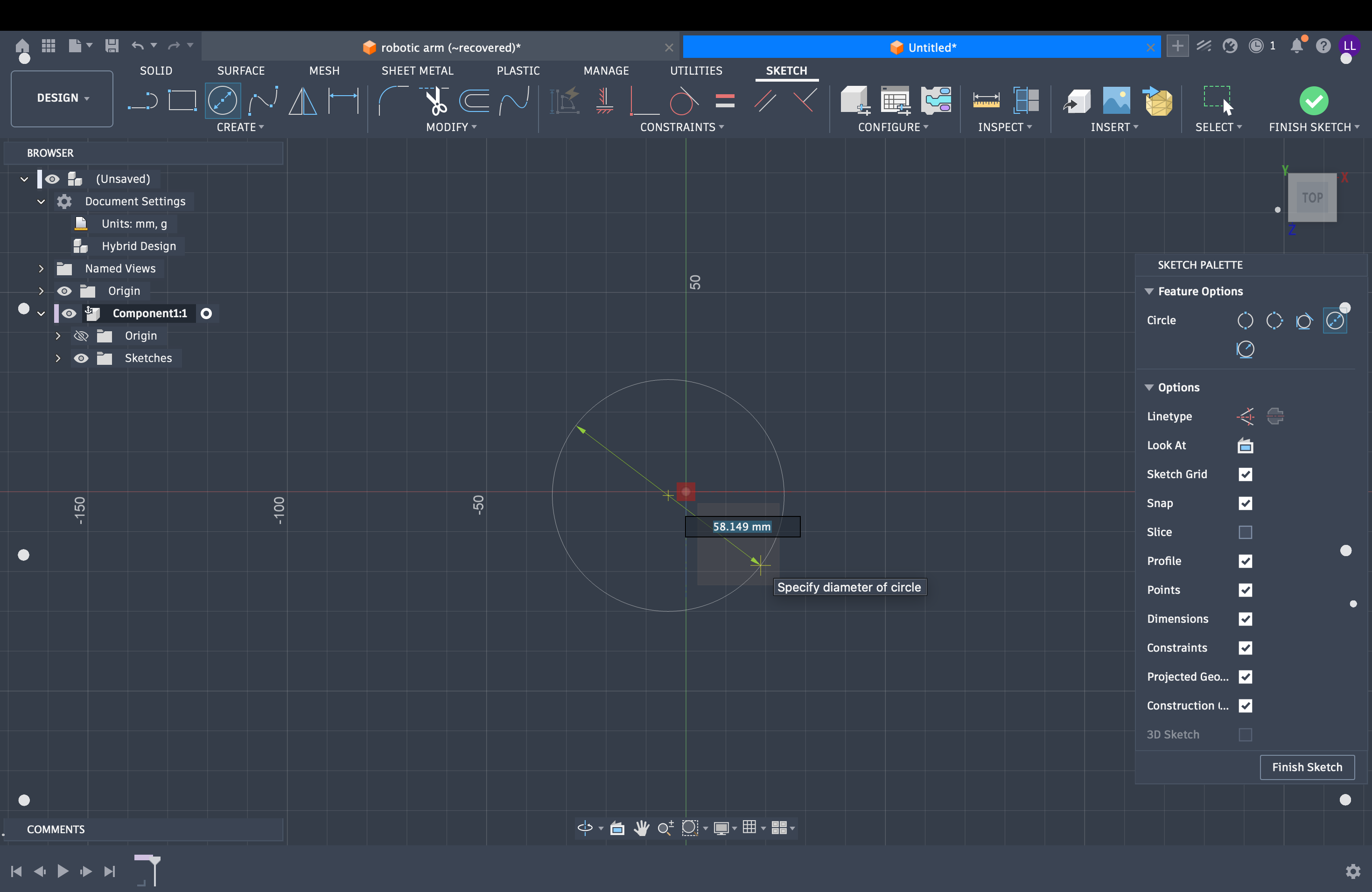 Fusion 360 — Sketch toolbar