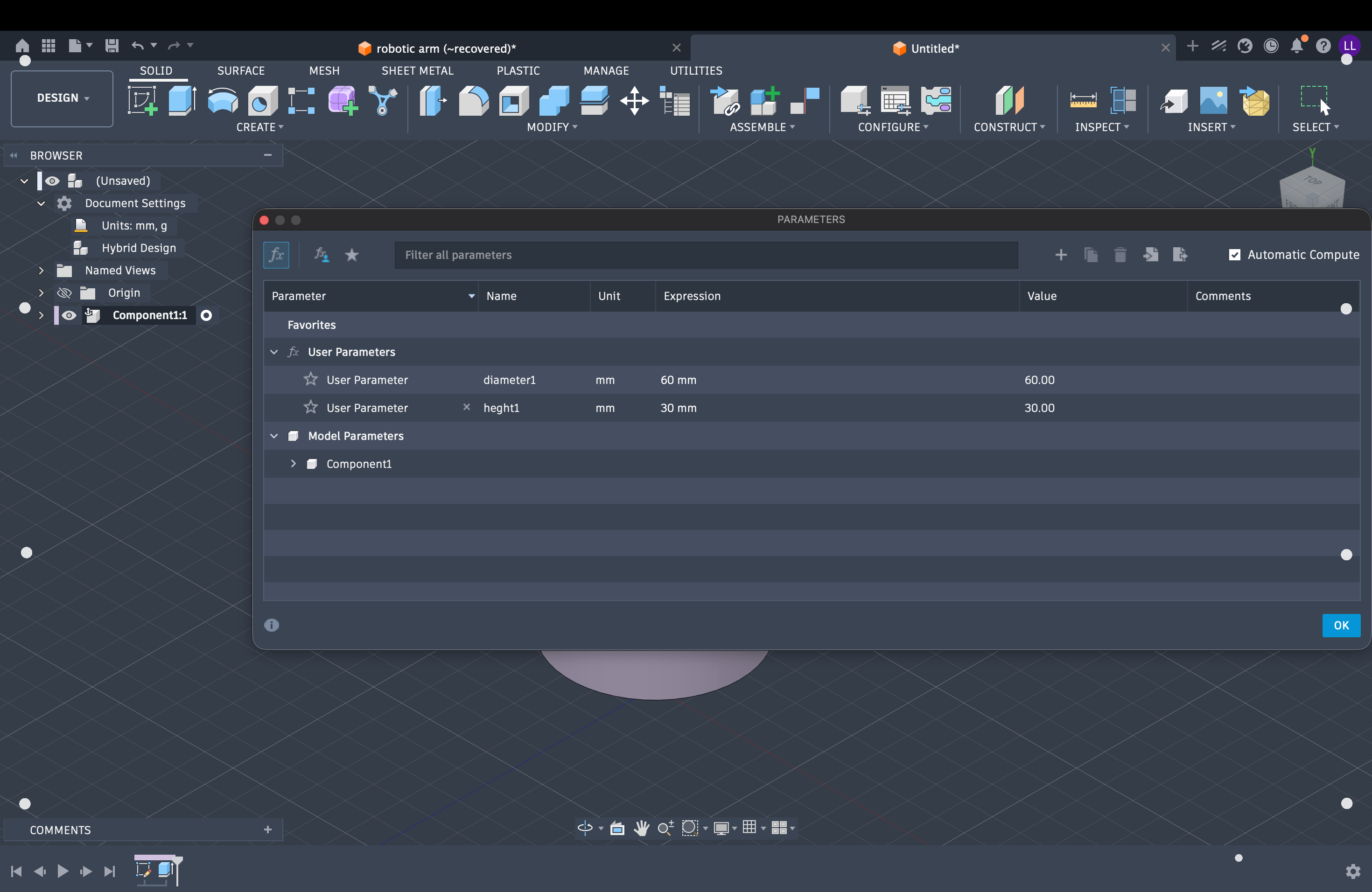 Fusion 360 — Extrude sketch
