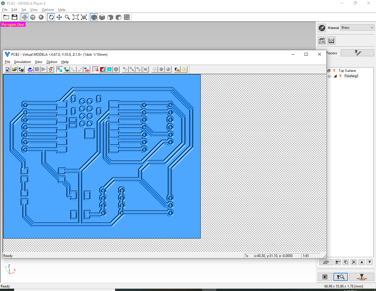 CAM preview and cut — bottom-right controls