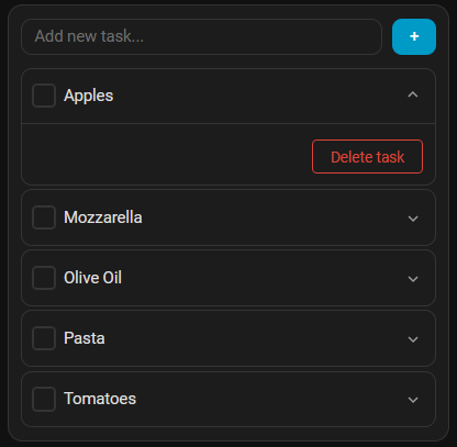 Home Tasks in dark mode