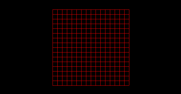 A red grid at the center of the PIXI view