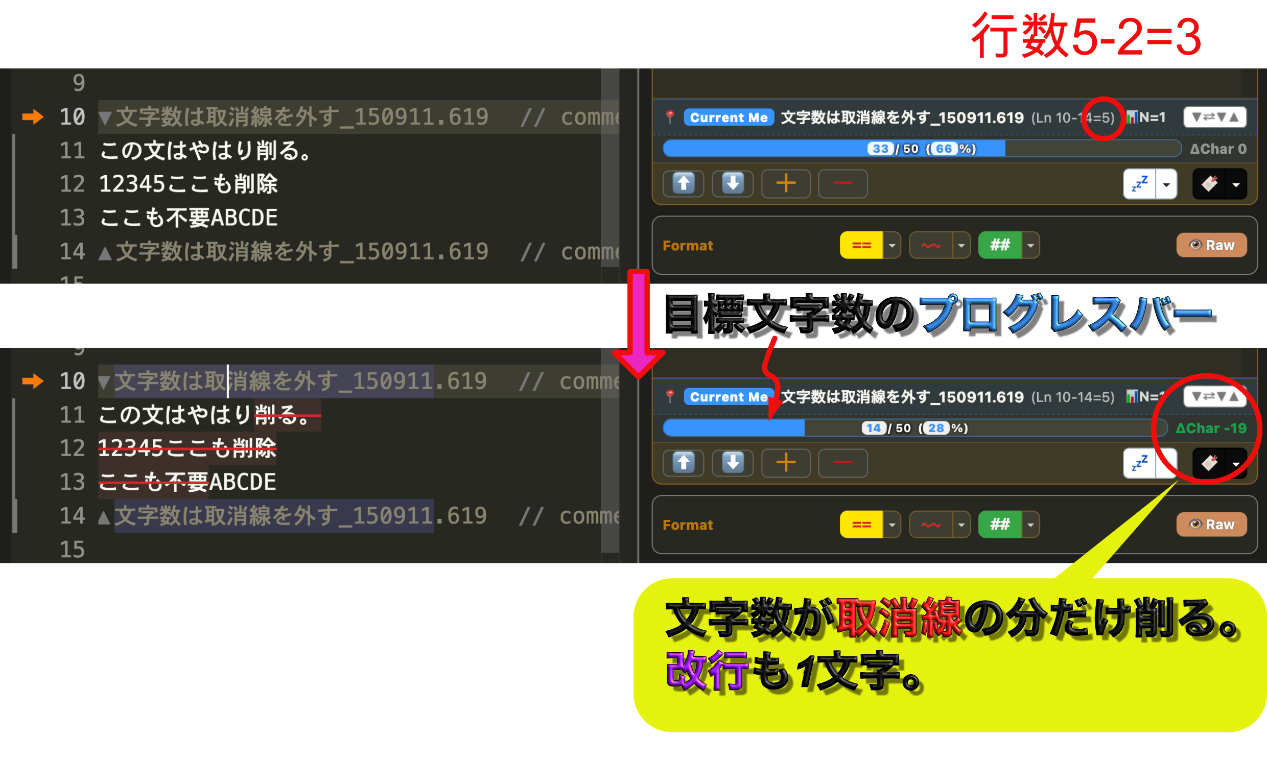 Soft delete by strikethrough