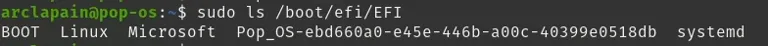 result from sudo ls /boot/efi/EFI