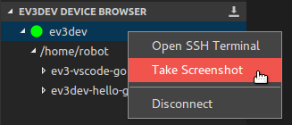 Device context menu screenshot