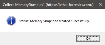 MessageBox - Memory Snapshot created successfully