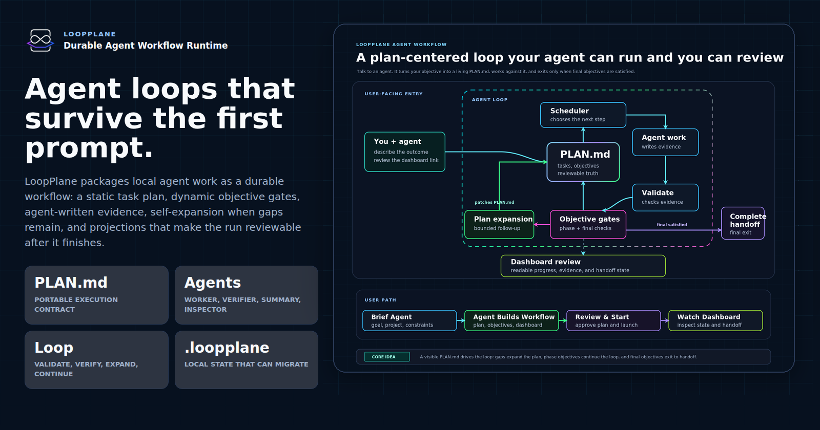 LoopPlane workflow and dashboard overview