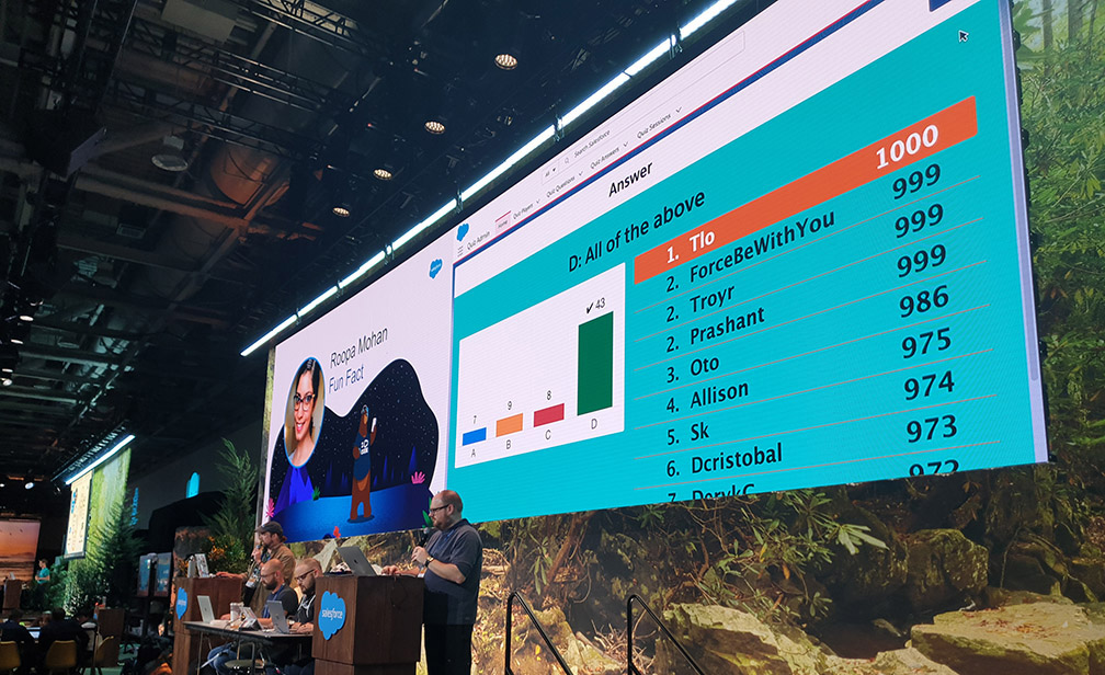 Quiz leaderboard at Dreamforce 2019