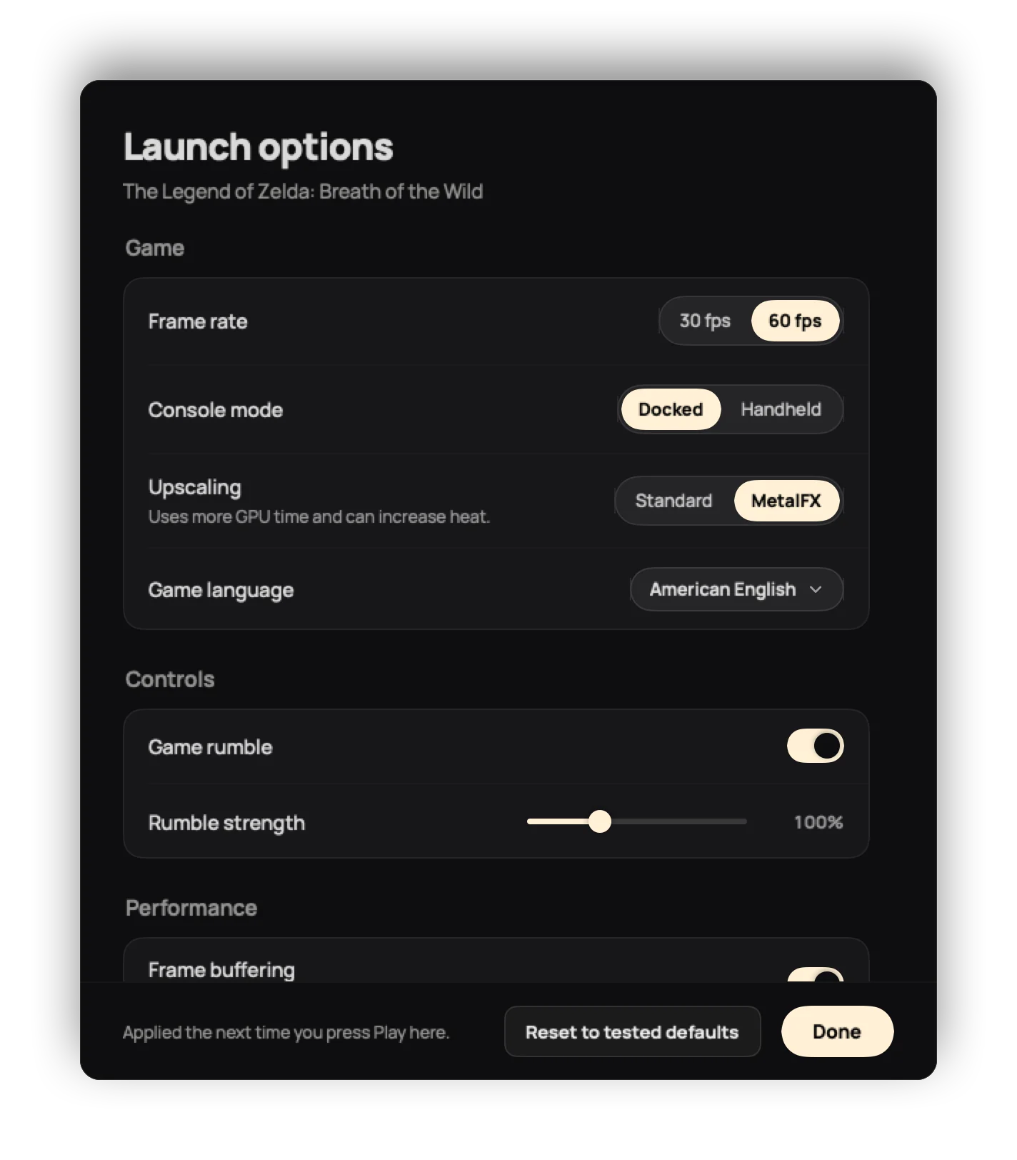 Launch options