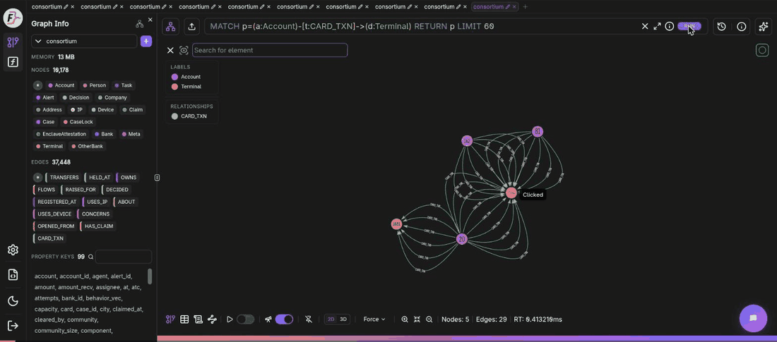 Running BankWeave's queries in the FalkorDB Browser