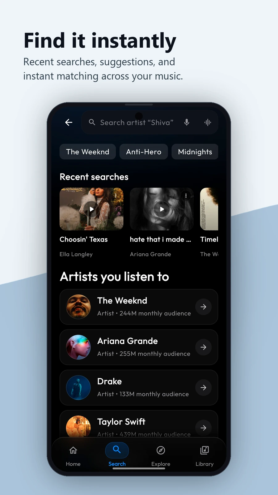 Levyra instant search and suggestions