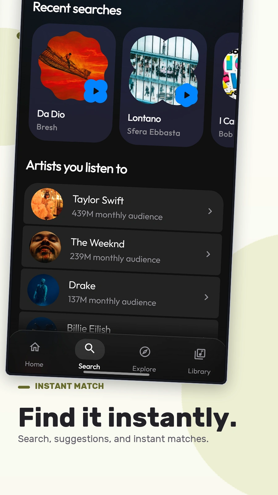 Levyra instant search and suggestions