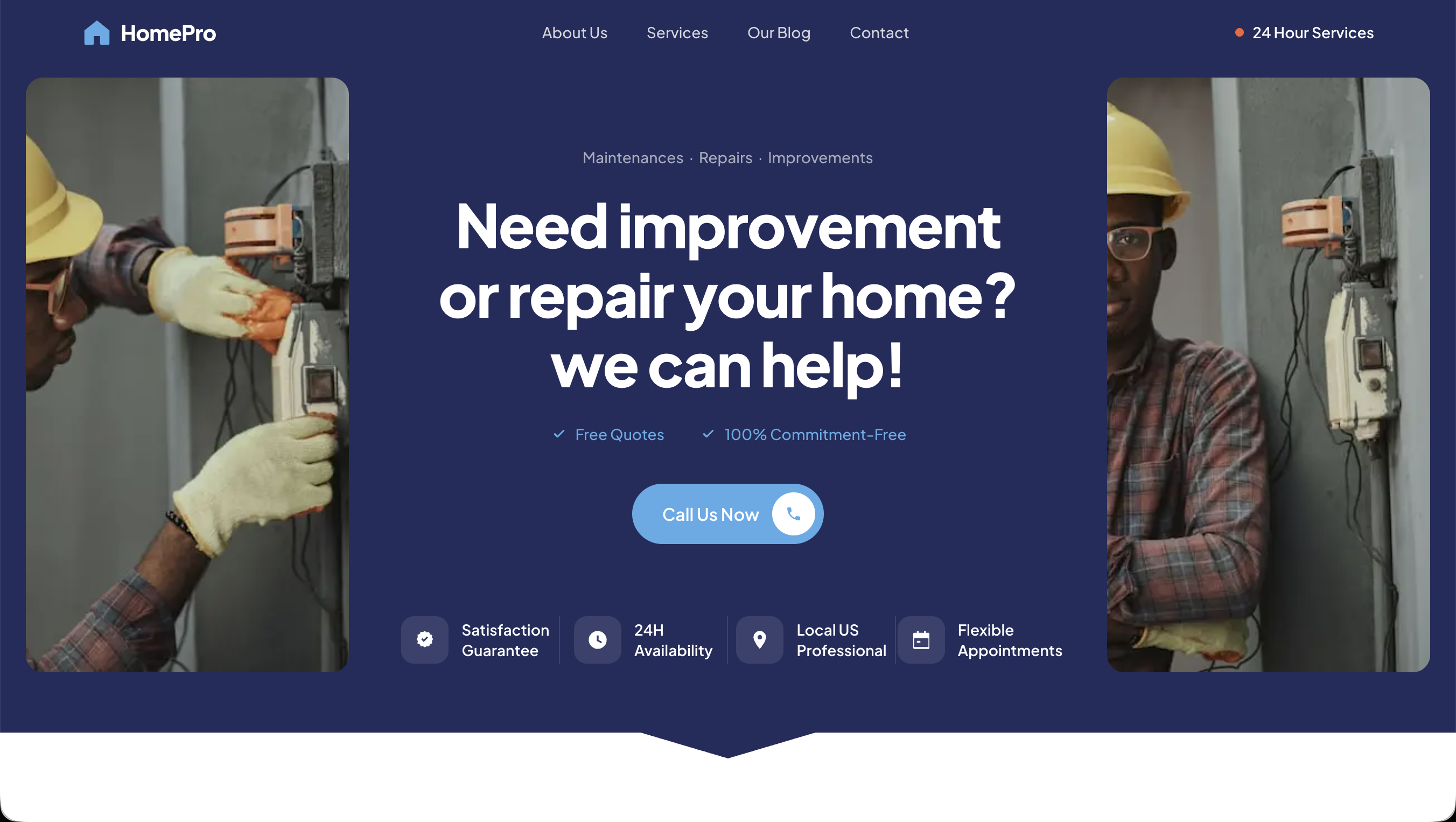 HomePro landing page preview