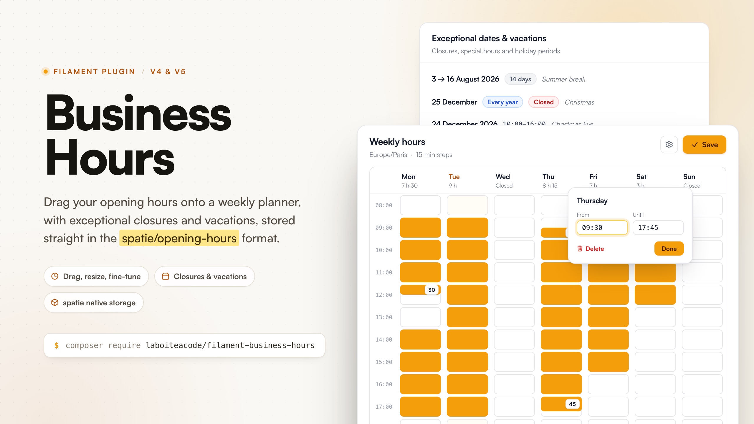 Filament Business Hours