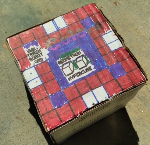bottom of a cube with pattern shown to guide layout