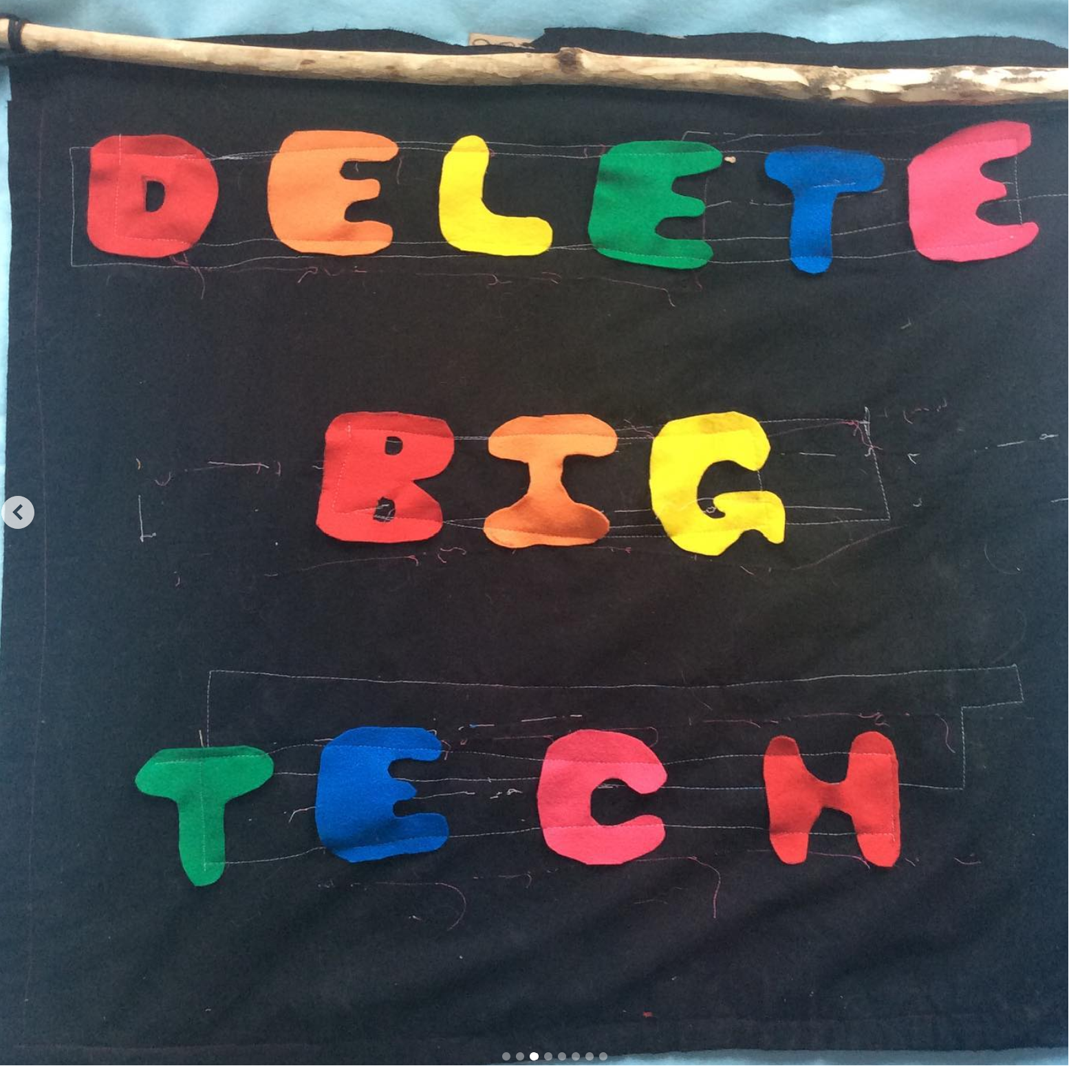 delete big tech flag with rounded letters