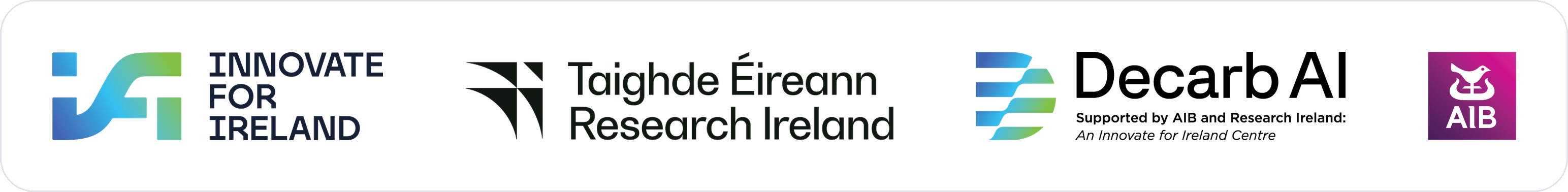 Innovate for Ireland · Taighde Éireann – Research Ireland · Decarb-AI · AIB