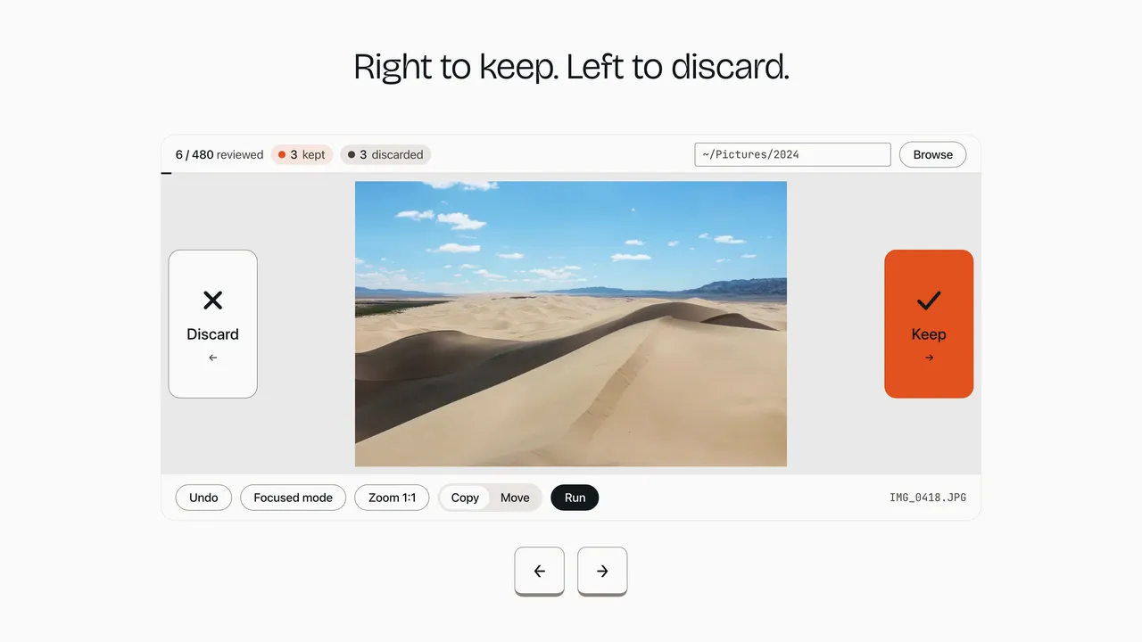The review screen of PhotoTriage. Select it to watch a 32 second video with music.