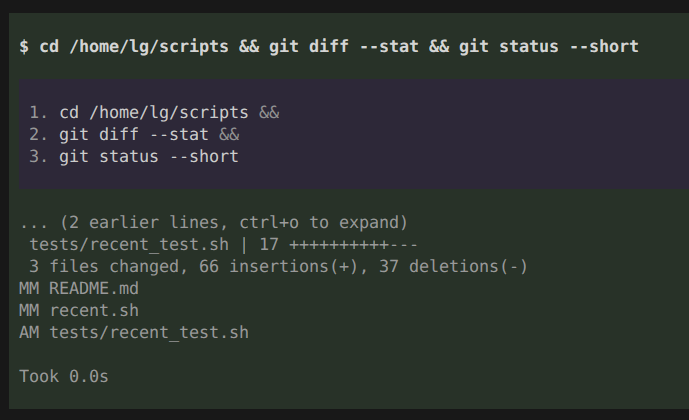 parsed commands