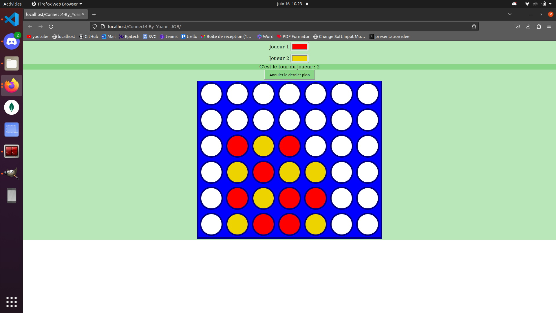 A match of connect 4 game