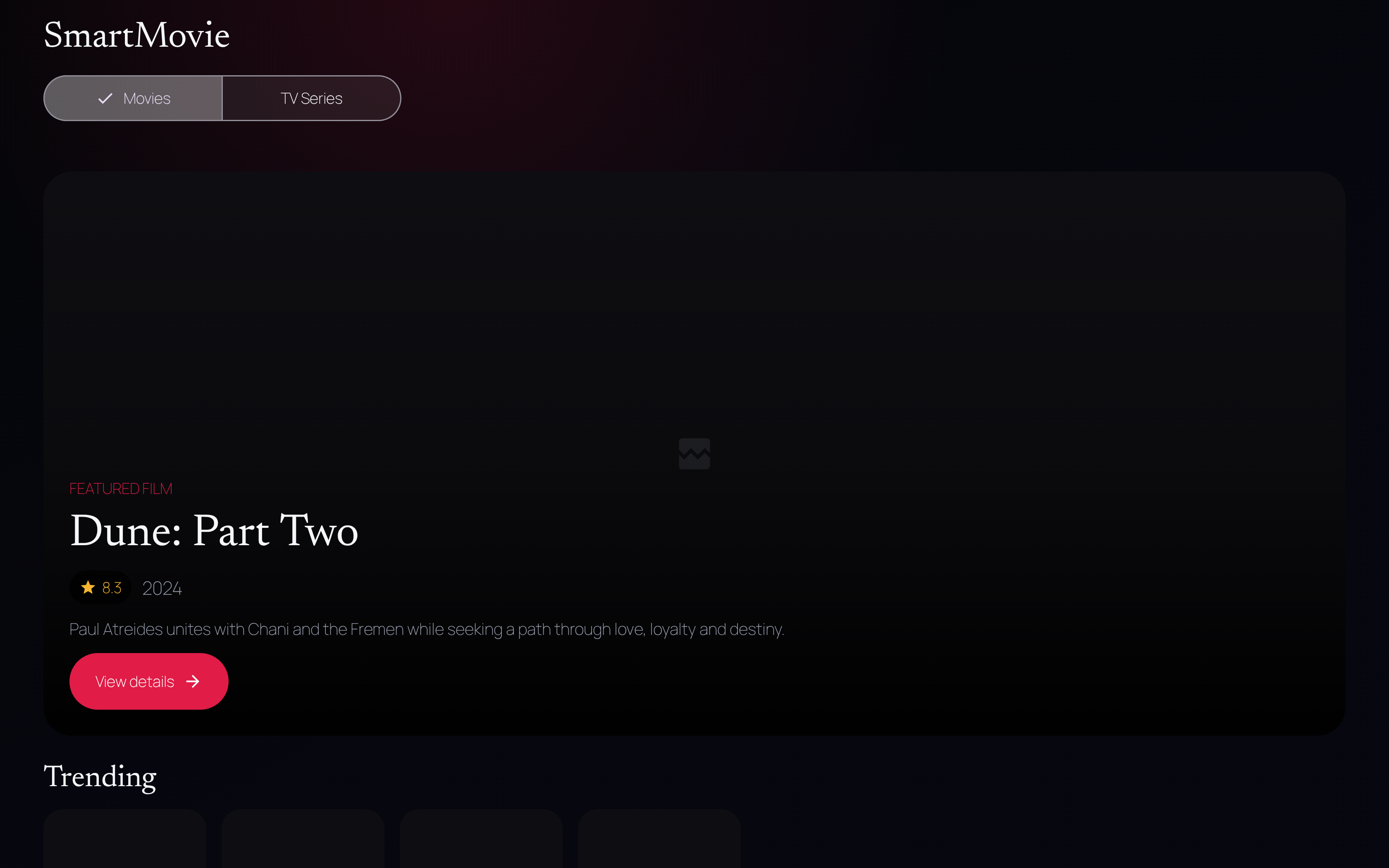 Smart Movie Android native Home on an expanded tablet