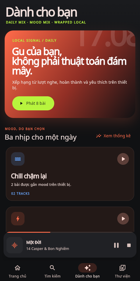 Daily Mix và Mood Mix trong tab Dành cho bạn