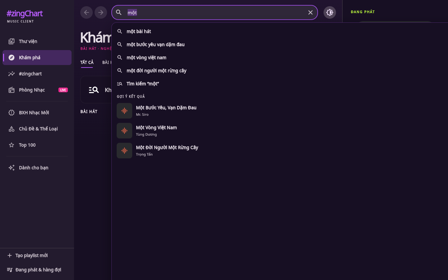 Autocomplete tìm kiếm kiểu Zing với gợi ý từ khóa và bài hát
