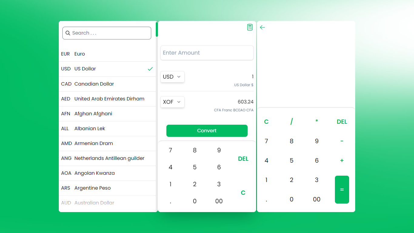 Design preview for Curencies Conversion Calculator