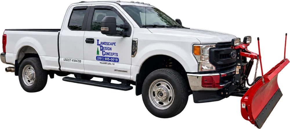 LDC pickup truck with a snow plow