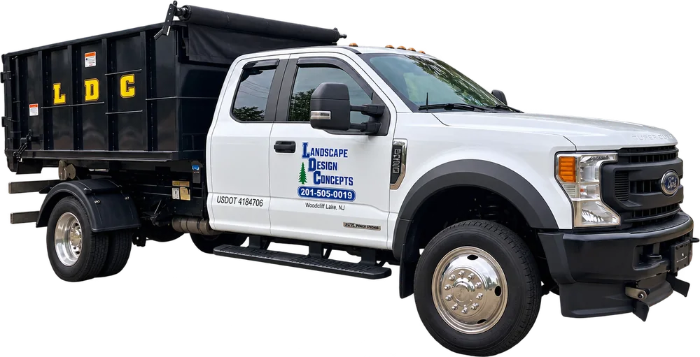 LDC landscaping truck with a roll-off container
