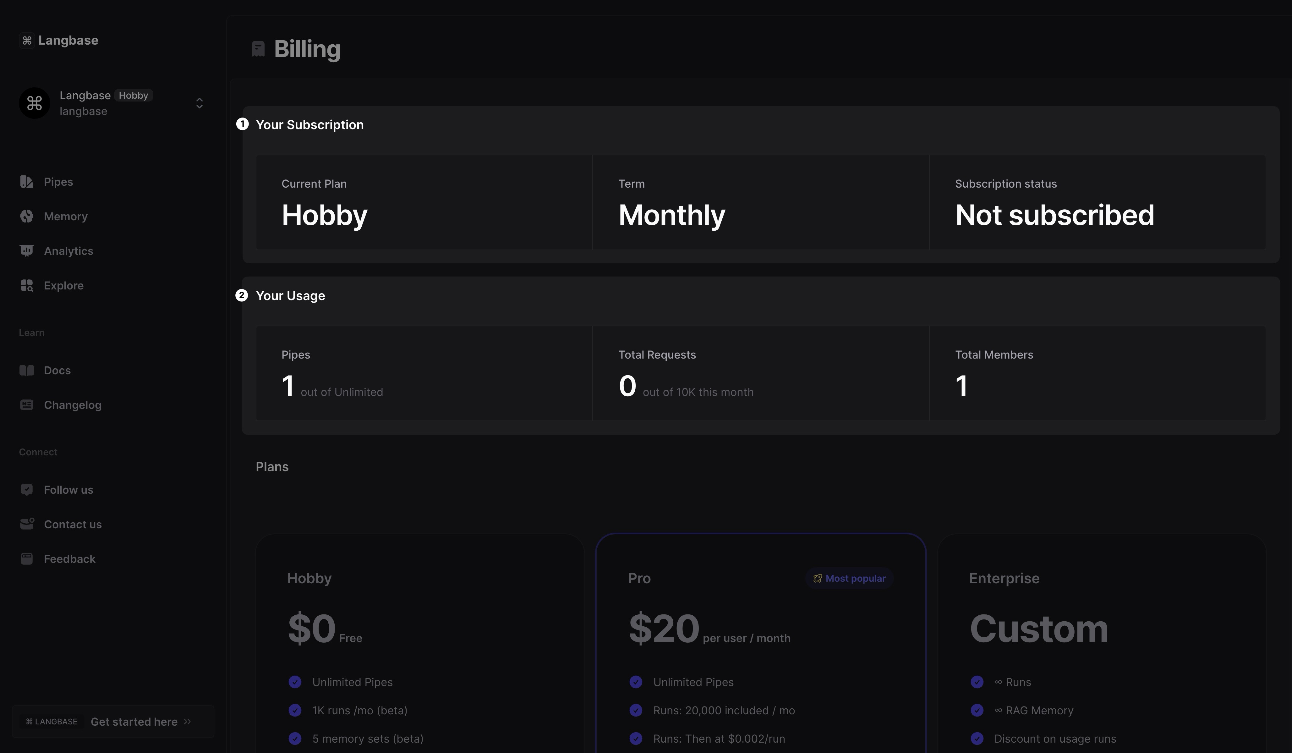 Current billing status