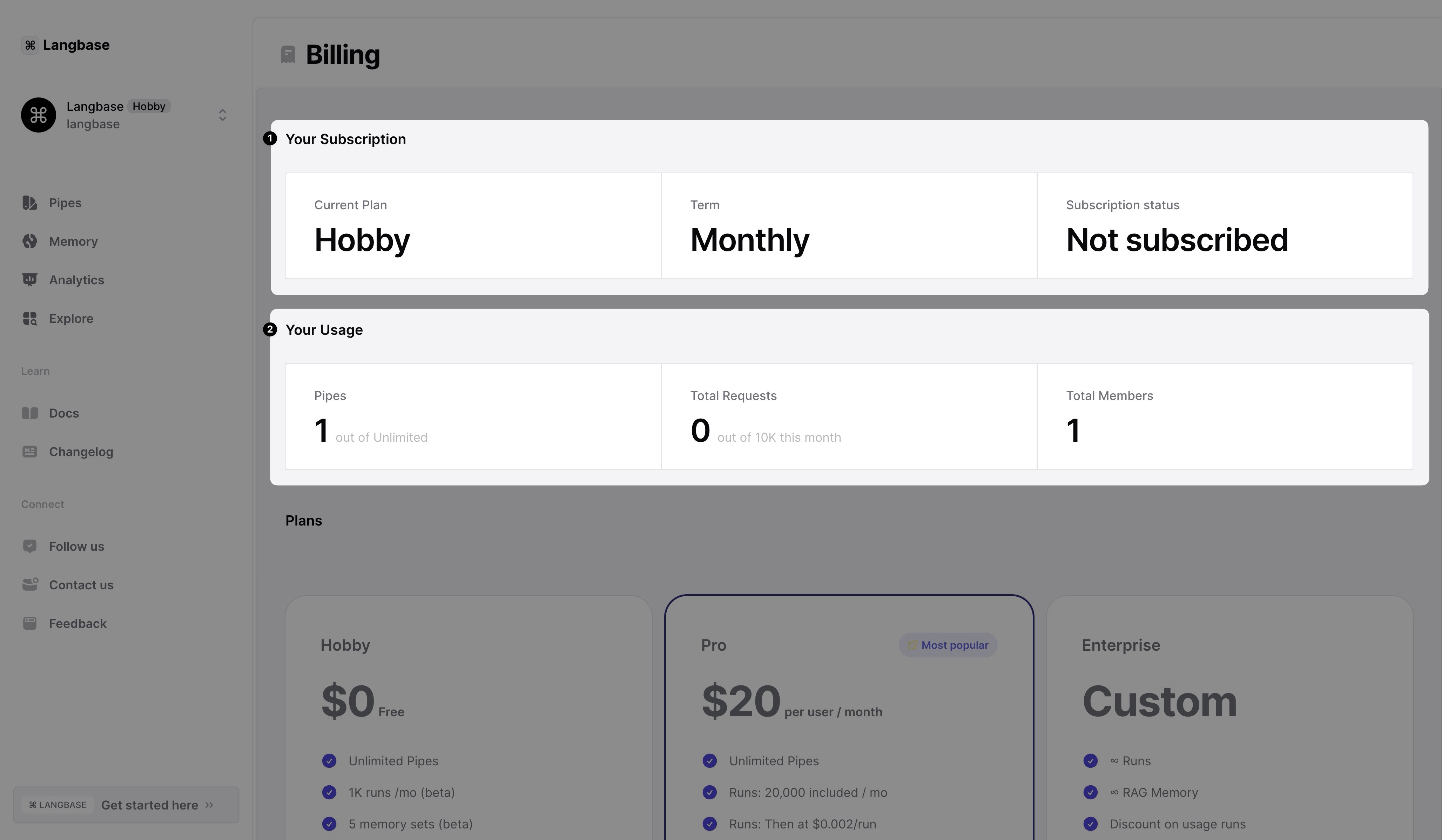 Current billing status