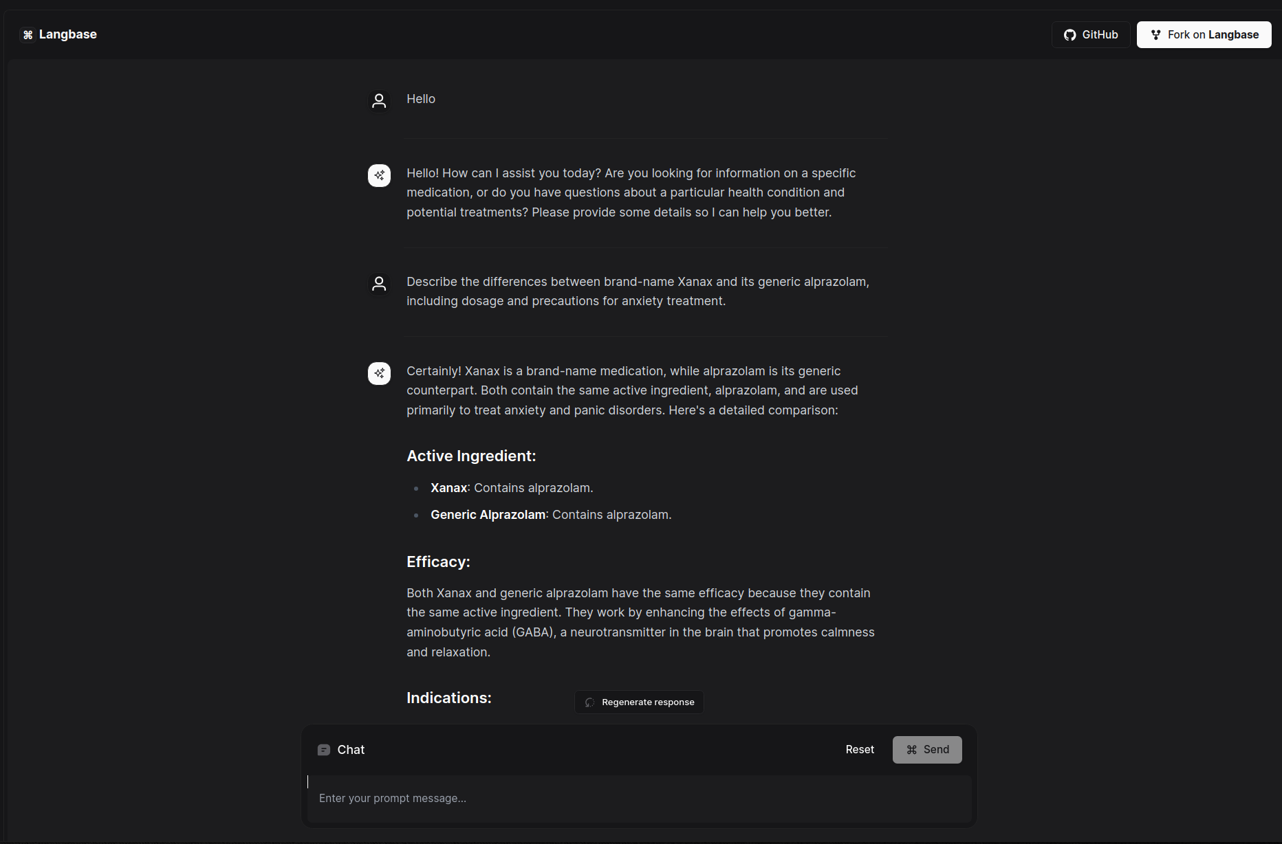 AI Drug Assistant built using Langbase Pipe