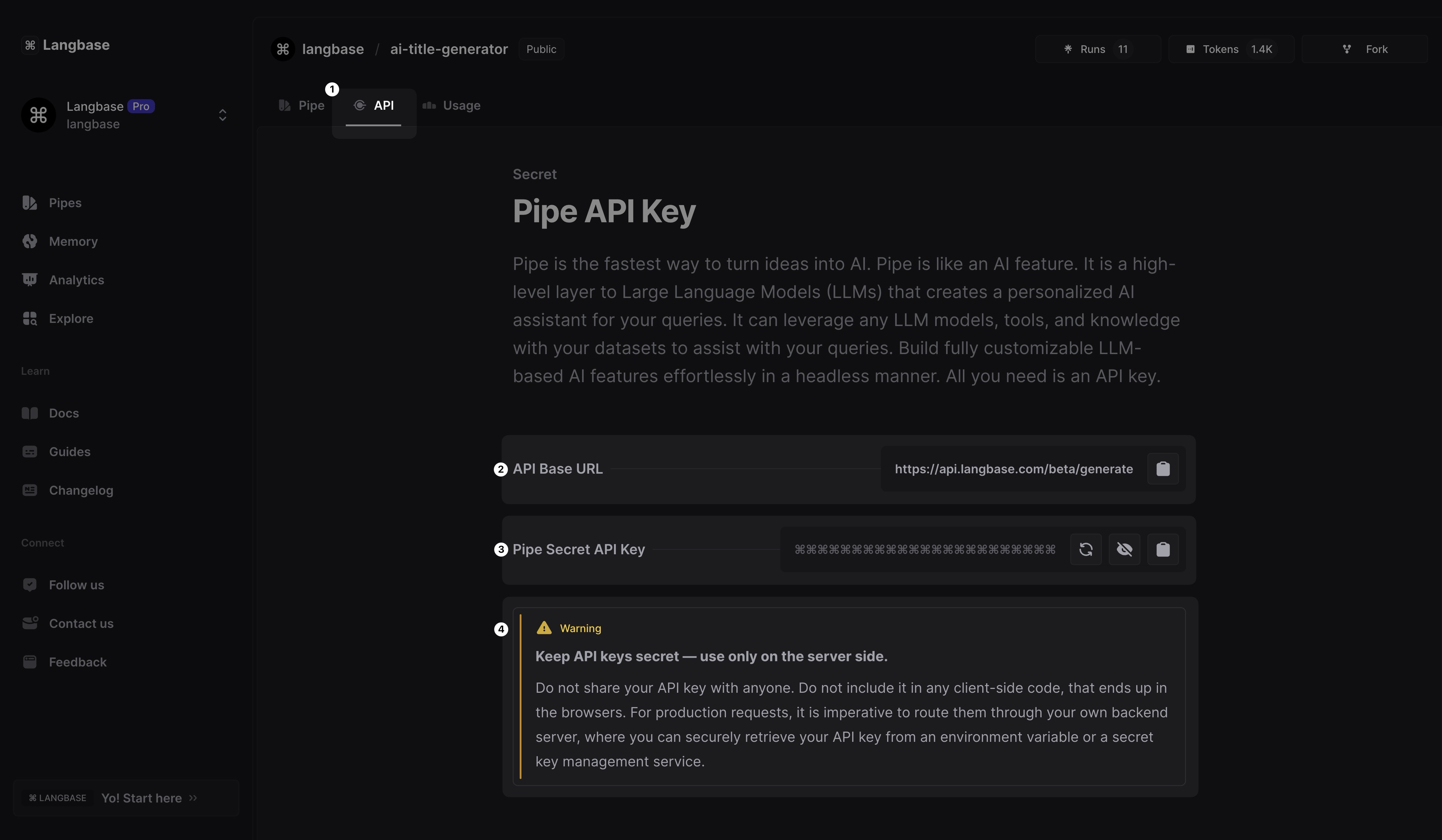 Pipe API and API Key: Use your Pipe in your apps