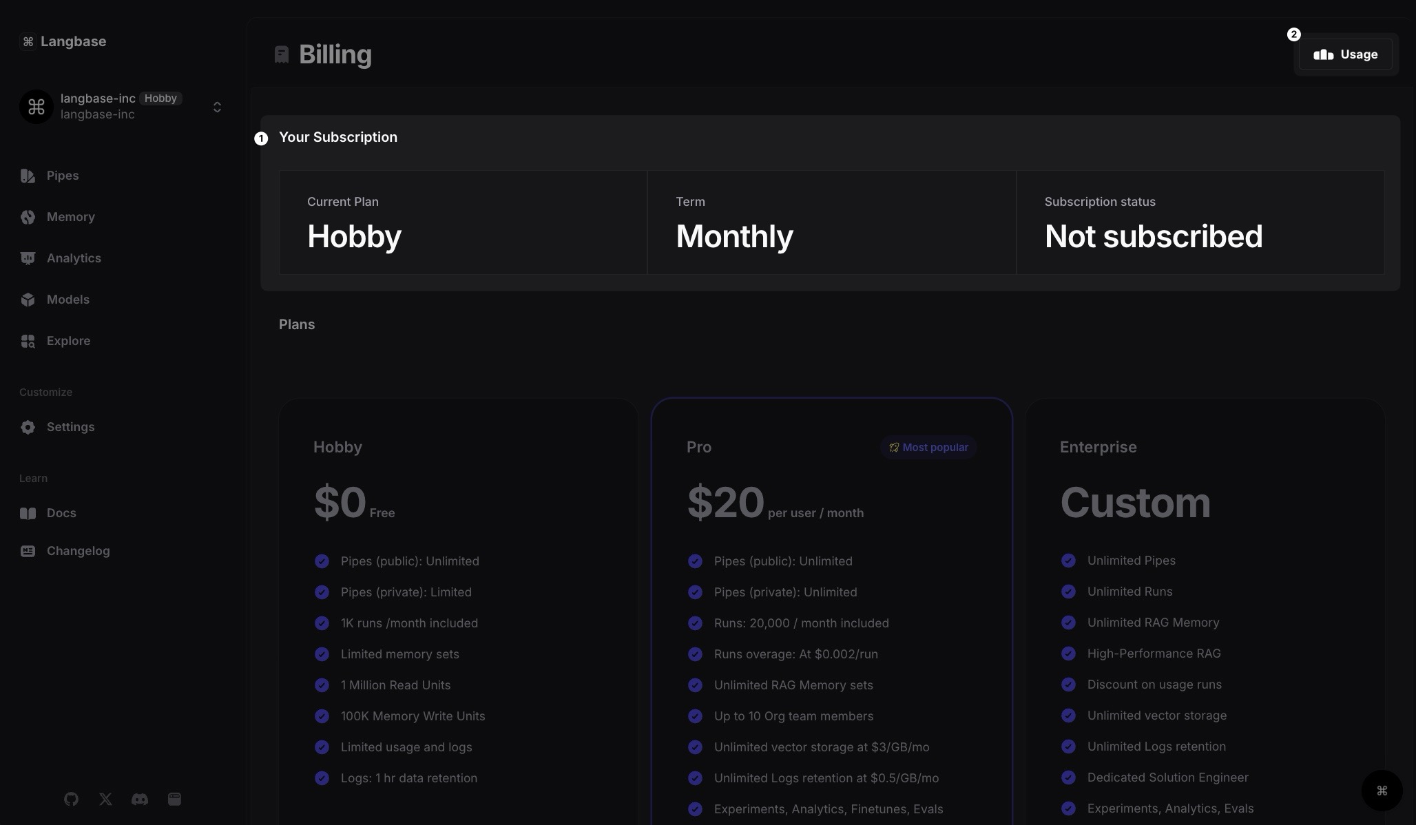 Current billing status