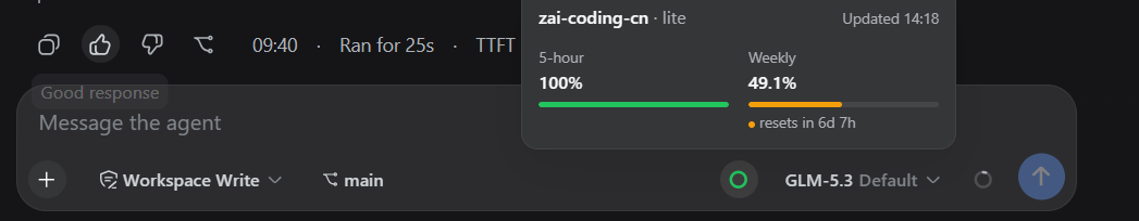 Zhipu GLM quota panel