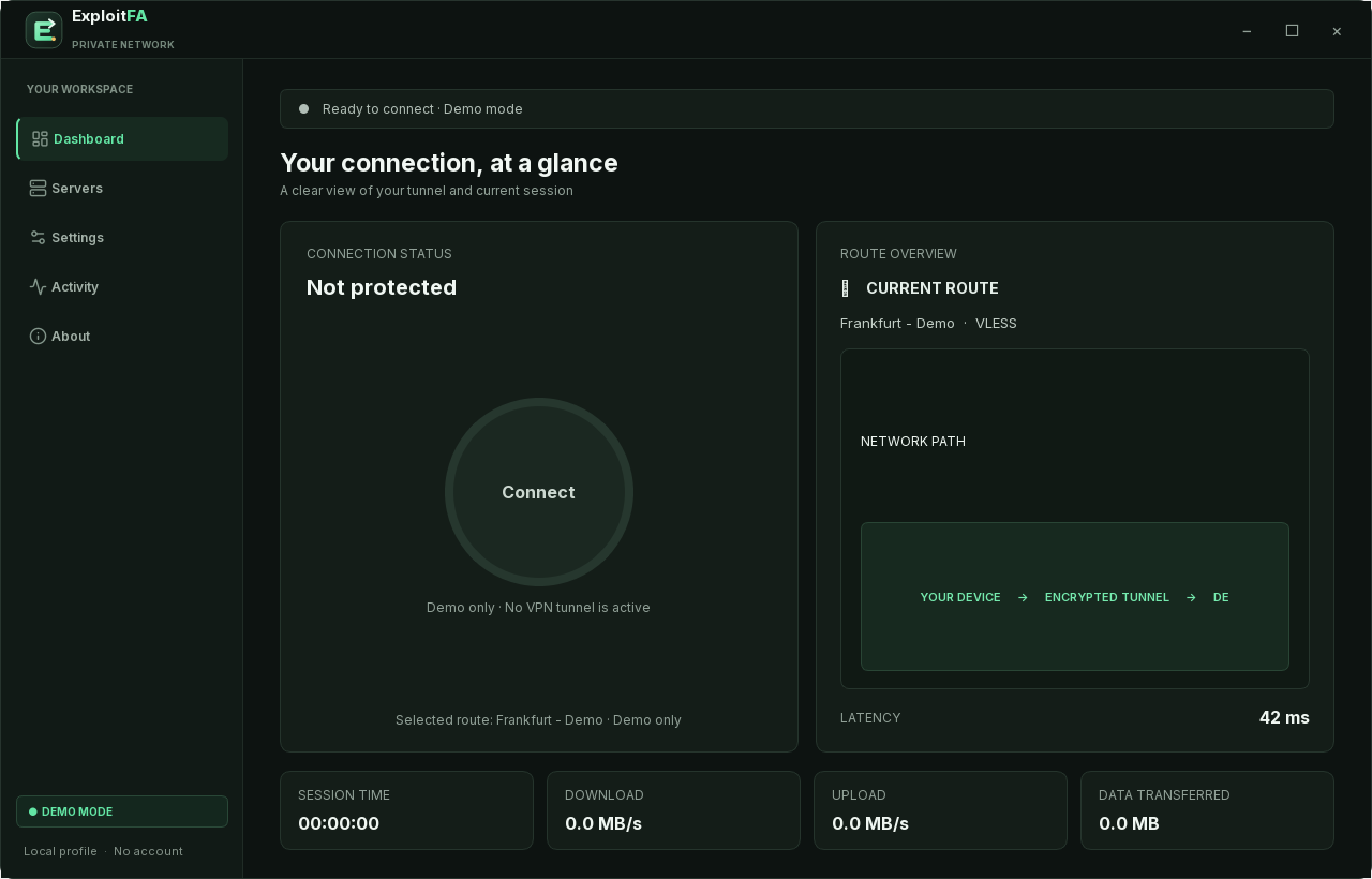 ExploitFA dashboard