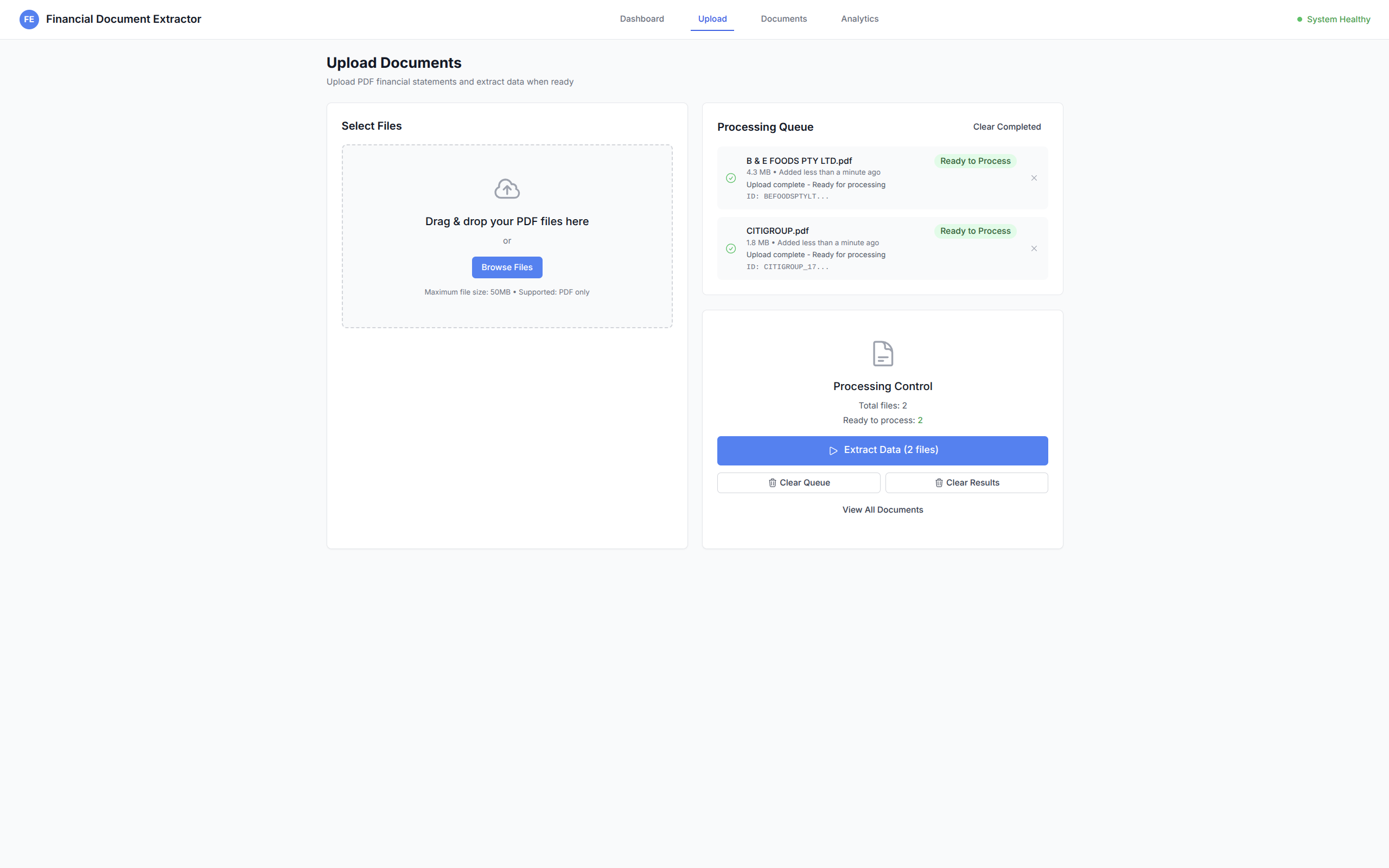 Upload Interface