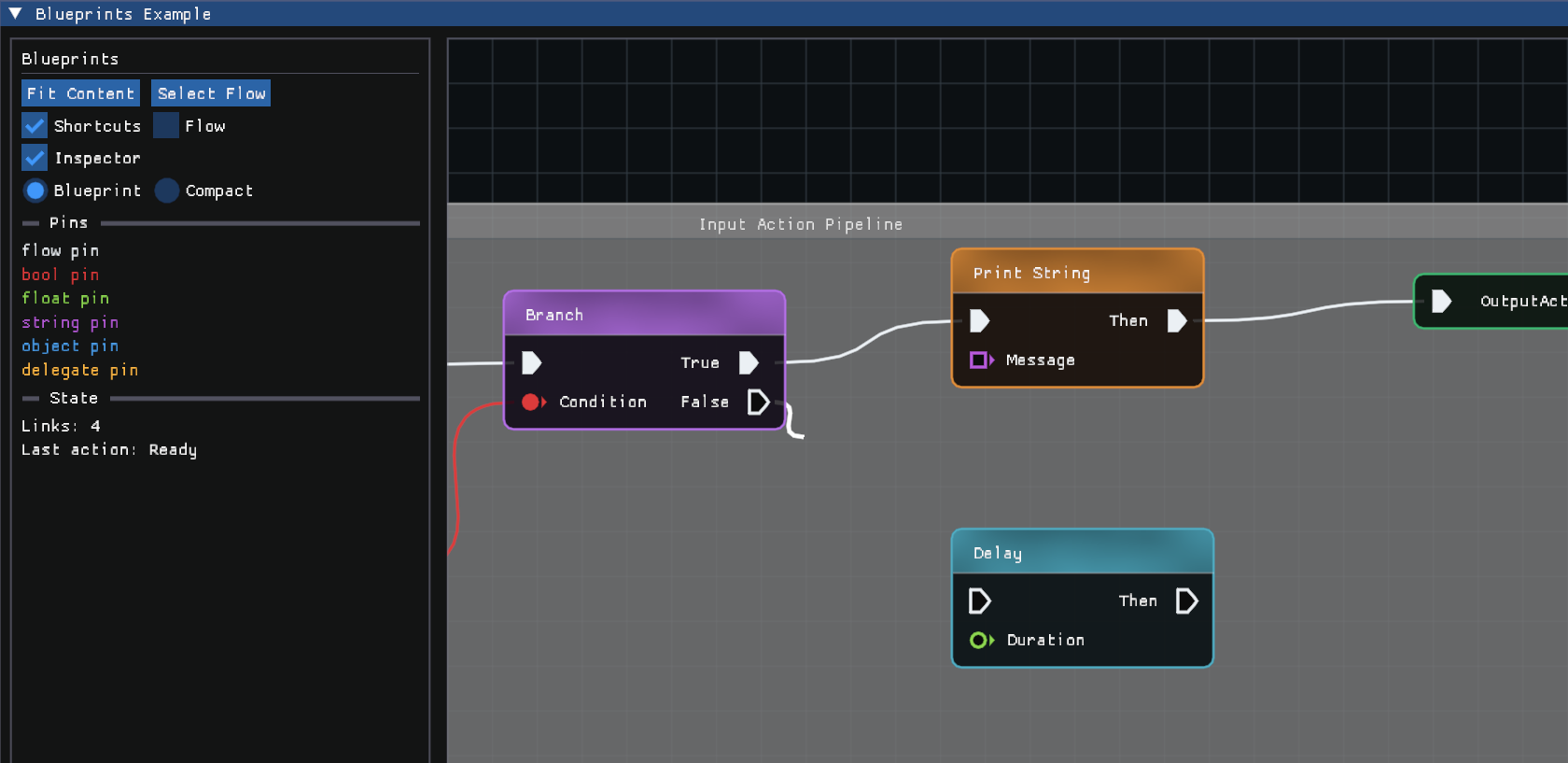 imgui-node-editor blueprints showcase