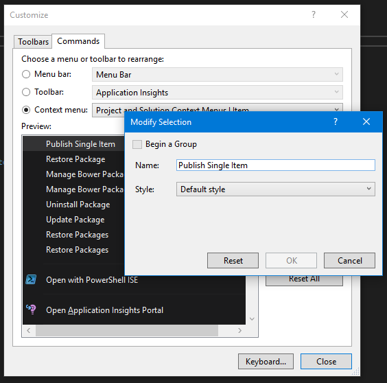 VS 2019 - Create new project dialog