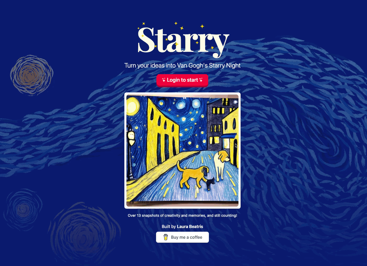 Starry – Generate pictures based on Van Gogh's Starry Night.