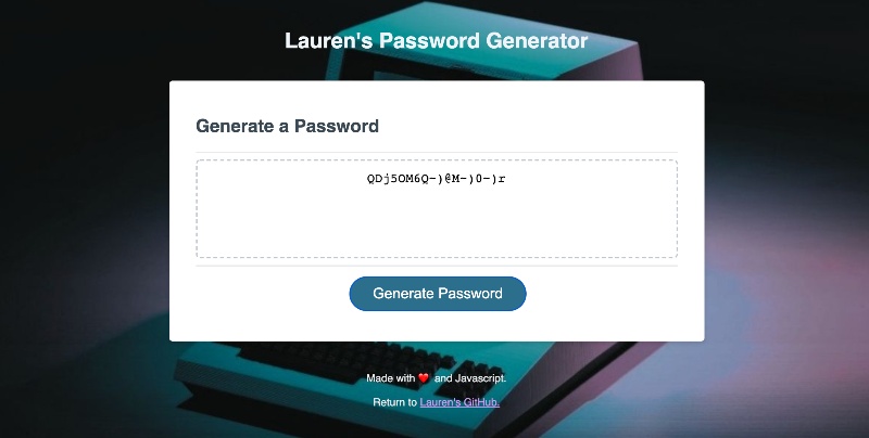 A succesfully generated password!