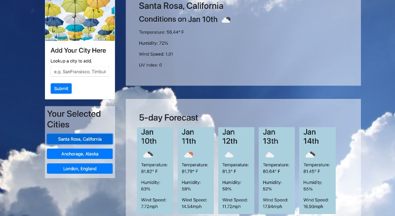 My weather center user interface