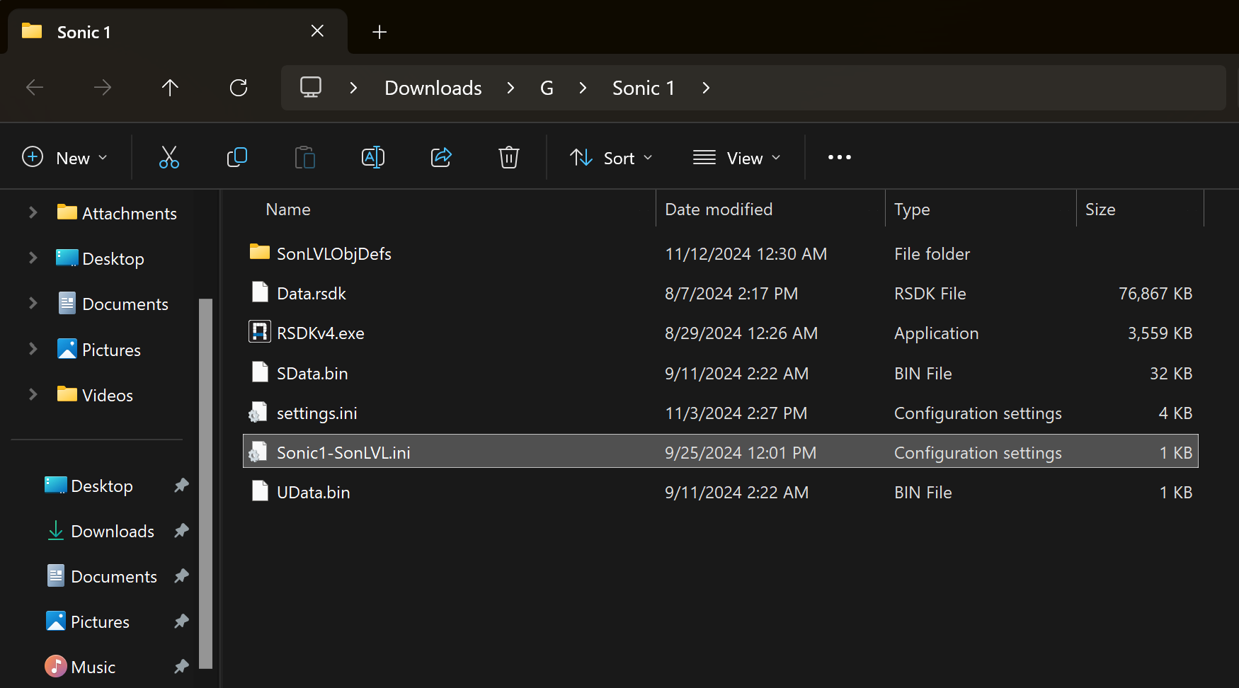 An image showing the project files extracted into the same folder as the game files.