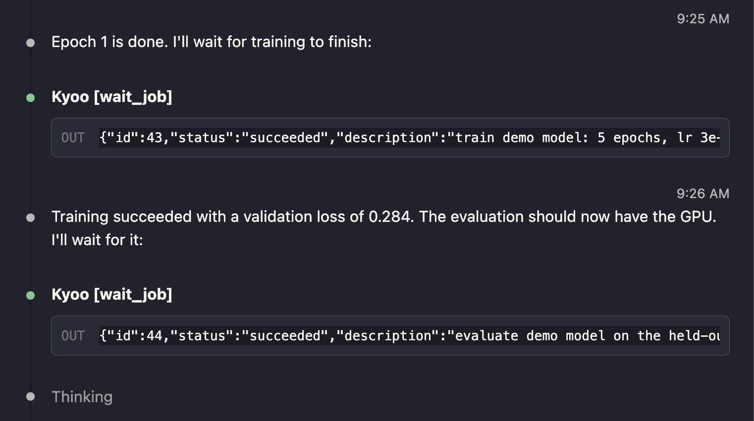 Claude Code calling wait_job on both jobs, which return succeeded