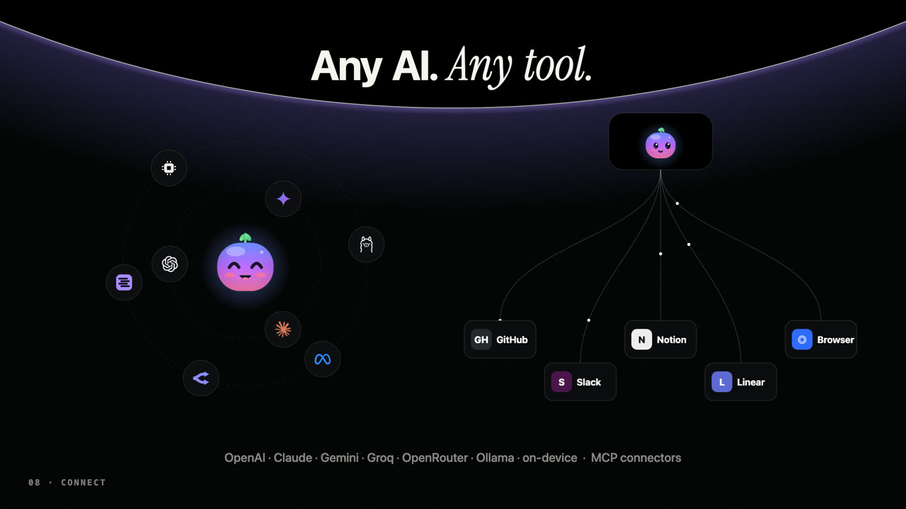 AI providers orbiting Puff, and MCP connectors beaming into the notch