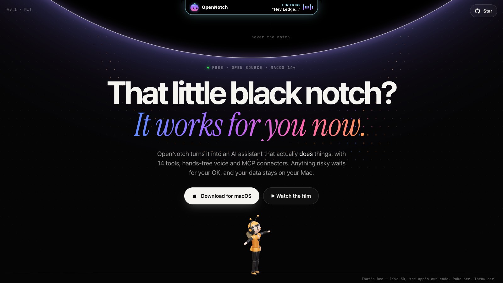OpenNotch — That little black notch? It works for you now.