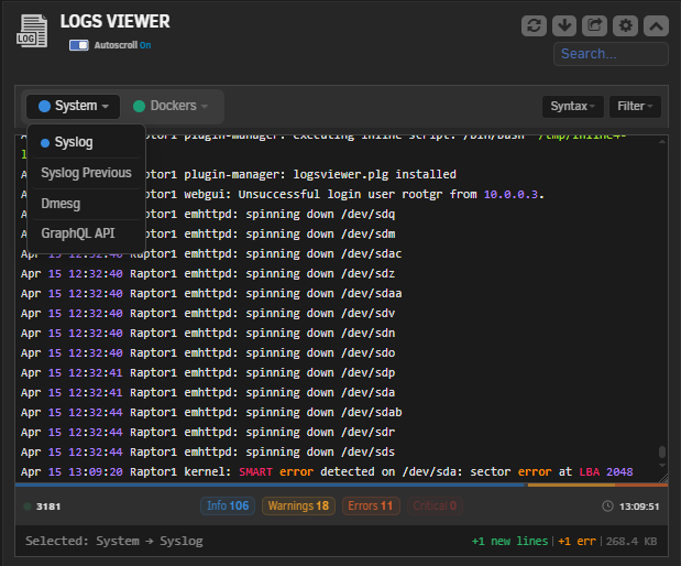 Dashboard with Syntax Highlighting